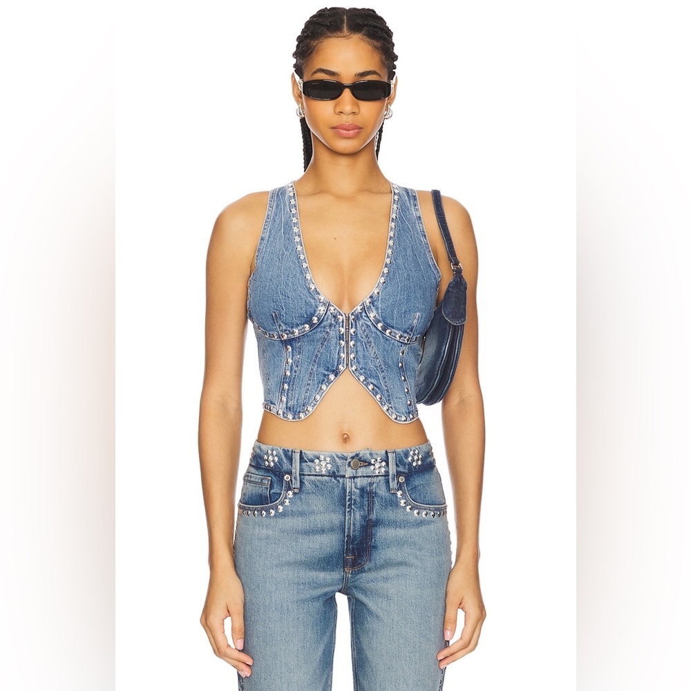 Good American Blue Denim Vest